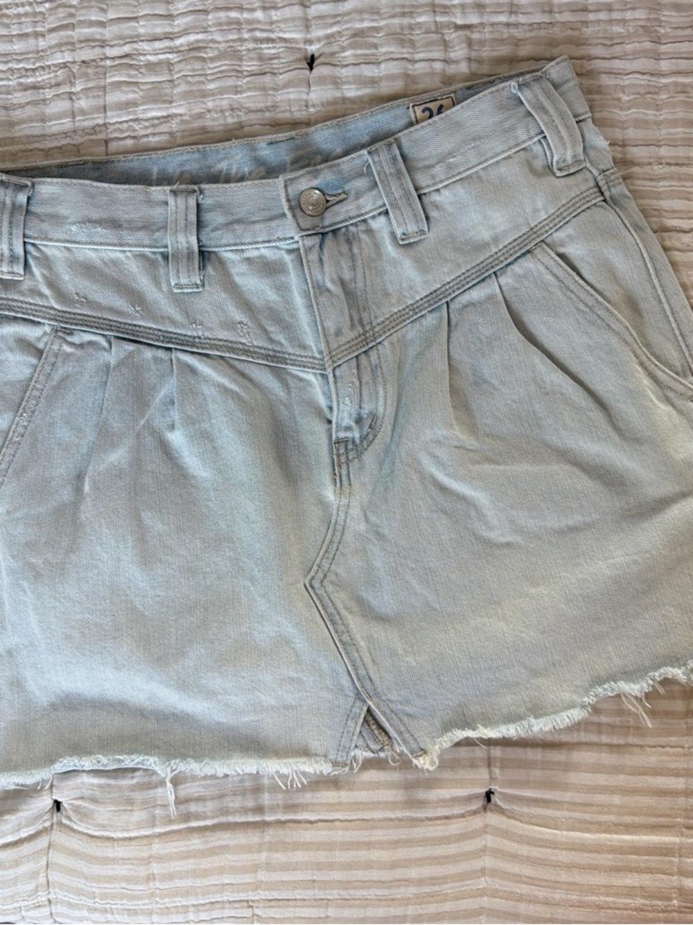 Free People Light Wash Denim Mini Skirt